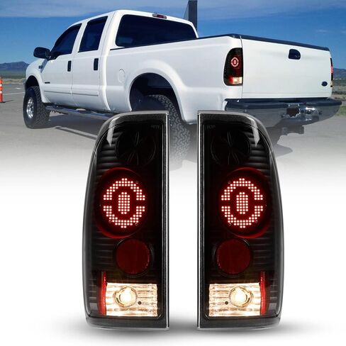 مجموعة مصابيح خلفية SMD LED لـ 97-03 Ford F150، 2004 Ford F150 Heritage، 1997-1999 Ford f250 Light Duty، 99-07 Ford f250 f350 f450 f550 Super Duty Pickup المصابيح الخلفية لامعة أسود/شفاف in Saudi Arabia