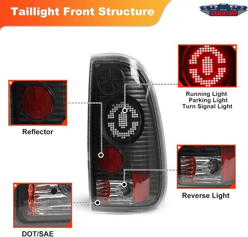 مجموعة مصابيح خلفية SMD LED لـ 97-03 Ford F150، 2004 Ford F150 Heritage، 1997-1999 Ford f250 Light Duty، 99-07 Ford f250 f350 f450 f550 Super Duty Pickup المصابيح الخلفية لامعة أسود/شفاف in Saudi Arabia