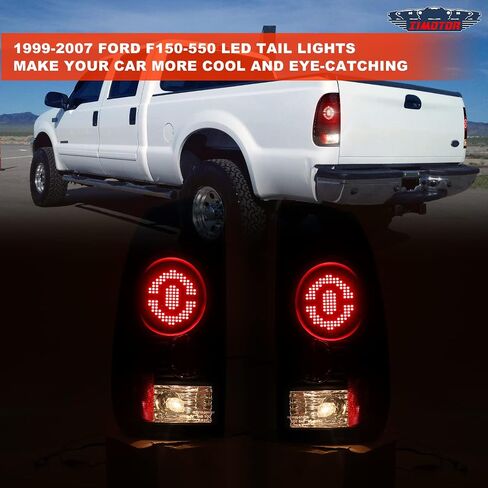 مجموعة مصابيح خلفية SMD LED لـ 97-03 Ford F150، 2004 Ford F150 Heritage، 1997-1999 Ford f250 Light Duty، 99-07 Ford f250 f350 f450 f550 Super Duty Pickup المصابيح الخلفية لامعة أسود/شفاف in Saudi Arabia