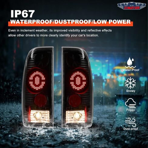مجموعة مصابيح خلفية SMD LED لـ 97-03 Ford F150، 2004 Ford F150 Heritage، 1997-1999 Ford f250 Light Duty، 99-07 Ford f250 f350 f450 f550 Super Duty Pickup المصابيح الخلفية لامعة أسود/شفاف in Saudi Arabia