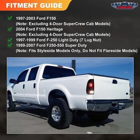 مجموعة مصابيح خلفية SMD LED لـ 97-03 Ford F150، 2004 Ford F150 Heritage، 1997-1999 Ford f250 Light Duty، 99-07 Ford f250 f350 f450 f550 Super Duty Pickup المصابيح الخلفية لامعة أسود/شفاف in Saudi Arabia