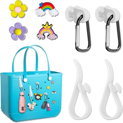 8 Pack Hooks Accessories for Bogg Bag Key Holder Bogg Bag Insert Charm Carabiner Keychain for Bogg Bag Beach Tote Bag in Kuwait