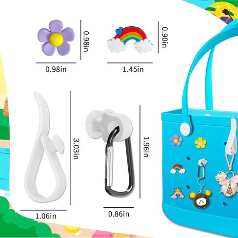 8 Pack Hooks Accessories for Bogg Bag Key Holder Bogg Bag Insert Charm Carabiner Keychain for Bogg Bag Beach Tote Bag in Kuwait