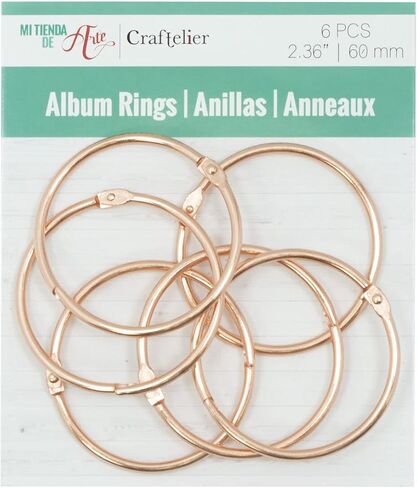 Craftelier - Set of 6 Metal Binding Rings for Scrapbooking, Card Making and other Craft Projects | Rings for Photo Albums, Notebooks or Diaries | Size Ø 60 mm - Rose Gold Colour in Saudi Arabia