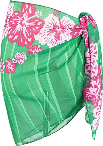 MissShorthair Sarong Coverups for Swimwear Women Bathing Wrap Short Floral Beach Chiffon Green Midi Bikini Swimsuit in Saudi Arabia