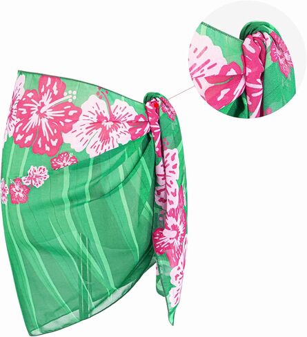 MissShorthair Sarong Coverups for Swimwear Women Bathing Wrap Short Floral Beach Chiffon Green Midi Bikini Swimsuit in Saudi Arabia