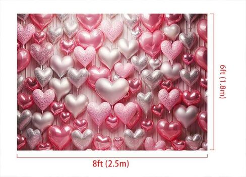 Kate 6.5x6.5ft/2x2m Valentine's Day Love Heart Balloons Backdrop Pink Romantic Printed Cloth Background Photo Video Studio Props in Saudi Arabia