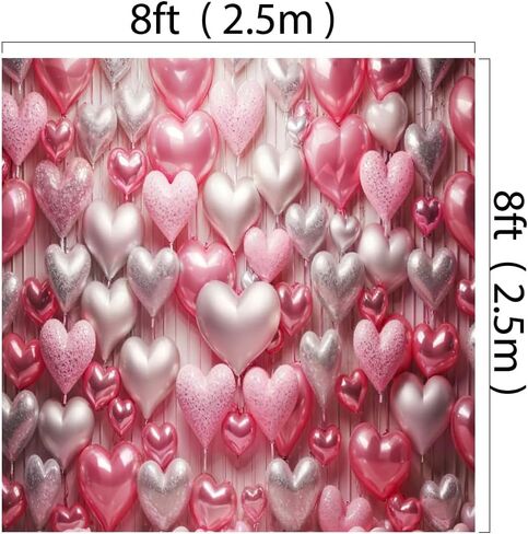 Kate 6.5x6.5ft/2x2m Valentine's Day Love Heart Balloons Backdrop Pink Romantic Printed Cloth Background Photo Video Studio Props in Saudi Arabia
