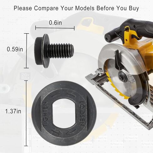 غسالة بمشبك خارجي من الفولاذ 61004800، مع مسمار شفرة منشار دائري 648697-00، مع مفتاح ربط مطابق مناسب لآلات القطع DEWALT DCS372 DCS390 DCS391 DCS392 DC310 DCS373 in Kuwait