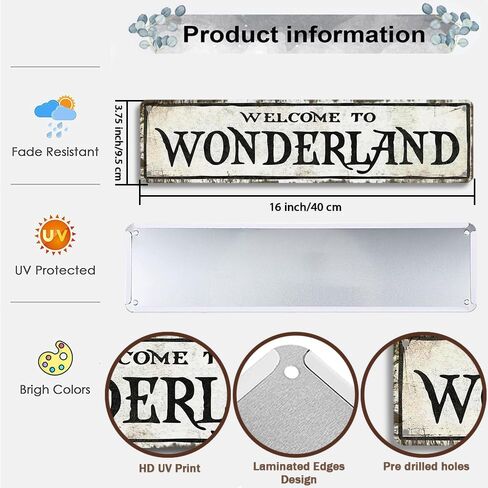 مرحبًا بكم في علامة Wonderland لديكور غرفة النوم، علامة رعب مقاس 16 × 4 بوصة للمسكن، ديكور غرفة المراهقين، ديكور غرفة ساحرة، ديكور غرفة Emo للمنزل، المزرعة، البار، المقهى، المرآب، هدية داخلية وخارجية (B74) in Kuwait