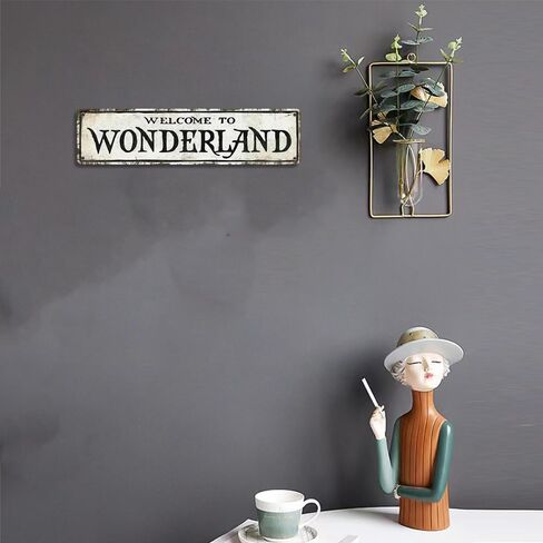 مرحبًا بكم في علامة Wonderland لديكور غرفة النوم، علامة رعب مقاس 16 × 4 بوصة للمسكن، ديكور غرفة المراهقين، ديكور غرفة ساحرة، ديكور غرفة Emo للمنزل، المزرعة، البار، المقهى، المرآب، هدية داخلية وخارجية (B74) in Kuwait