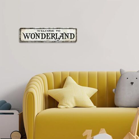 مرحبًا بكم في علامة Wonderland لديكور غرفة النوم، علامة رعب مقاس 16 × 4 بوصة للمسكن، ديكور غرفة المراهقين، ديكور غرفة ساحرة، ديكور غرفة Emo للمنزل، المزرعة، البار، المقهى، المرآب، هدية داخلية وخارجية (B74) in Kuwait