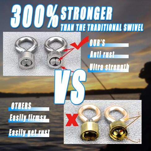 250pcs Fishing Swivel Rolling Barrel Swivel Stainless Steel Swivels Corrosion Resistance Black Nickle Connector for Freshwater Saltwater Fishing Tackle #2#4#6#8#10 in Kuwait