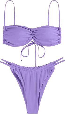 ZAFUL بيكيني مجموعات النساء 2 قطعة المايوه السباغيتي حزام البرازيلي بيكيني Ruched ملابس السباحة ثوب السباحة in Saudi Arabia