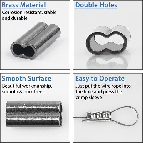 JSHANMEI 100pcs Fishing Crimp Sleeves Double Barrel Crimp Sleeves Brass Copper Crimping Sleeve Tubes Fishing Line Connector Fishing Wire Leader Rigging Tackle in Saudi Arabia