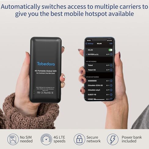 جهاز نقطة اتصال محمول محمول واي فاي لجهاز توجيه السفر عبر الإنترنت على نقطة اتصال متنقلة 4G LTE لا يلزم وجود عقد وبطاقة SIM وصول عالمي متعدد الناقلين تغطية أكثر من 130 دولة in Kuwait