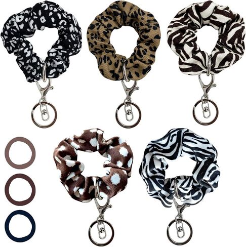 Scrunchie keychain wristlet Elastic scrunchie wristlet bracelet keychain Wrist keychain bulk Scrunchie keychain wristlet wallet Multifunctional Key Ring for Women in Saudi Arabia