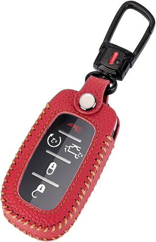 لغطاء Ram Key Fob مع سلسلة مفاتيح جلدية عن بعد لمفتاح السيارة الذكي حامل حماية متوافق مع دودج رام 1500 2500 3500 4500 5500 2019-2024 (رمادي) in Kuwait
