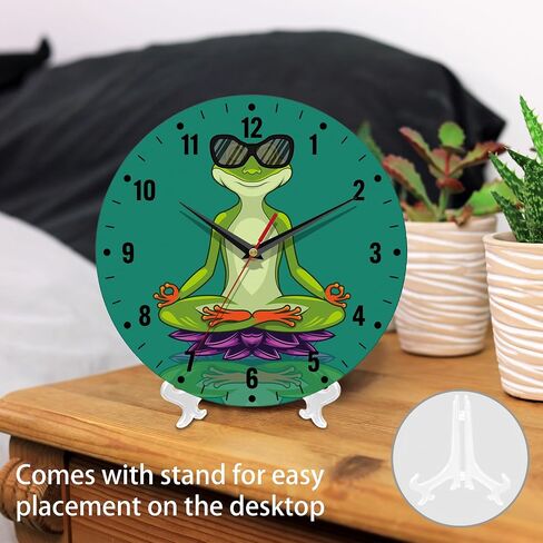 Wall Clock,Funny Frog Wall Clocks for Living Room Decor,Yoga Lotus Flower Kitchen Clocks Wall Battery Operated - 10 Inch Round Bathroom Wall Clock Silent Non-Ticking in Saudi Arabia