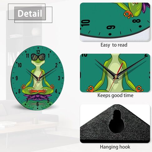 Wall Clock,Funny Frog Wall Clocks for Living Room Decor,Yoga Lotus Flower Kitchen Clocks Wall Battery Operated - 10 Inch Round Bathroom Wall Clock Silent Non-Ticking in Saudi Arabia