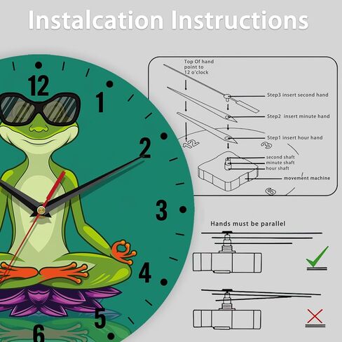 Wall Clock,Funny Frog Wall Clocks for Living Room Decor,Yoga Lotus Flower Kitchen Clocks Wall Battery Operated - 10 Inch Round Bathroom Wall Clock Silent Non-Ticking in Saudi Arabia