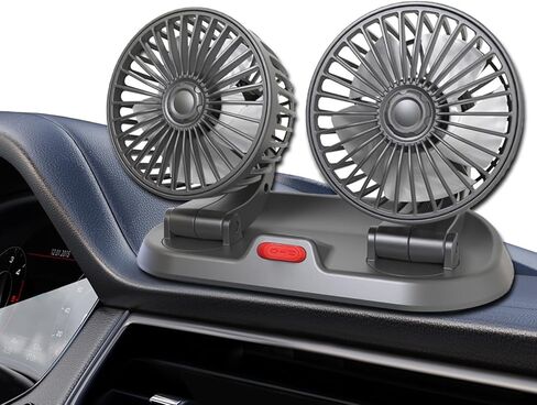 مروحة هواء تبريد السيارة، مروحة تبريد تلقائية محمولة، مروحة سيارة مزدوجة الرأس، مروحة رأس مزدوجة قابلة للدوران 360 درجة، مروحة USB محمولة للسيارة مع سرعتين، مروحة سيارة للوحة القيادة SUV RV Truck Boat in Kuwait