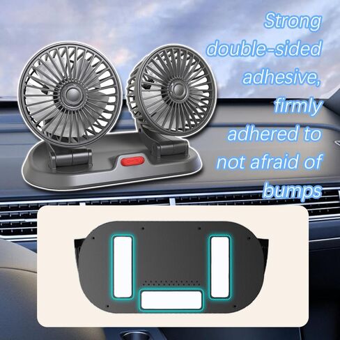 مروحة هواء تبريد السيارة، مروحة تبريد تلقائية محمولة، مروحة سيارة مزدوجة الرأس، مروحة رأس مزدوجة قابلة للدوران 360 درجة، مروحة USB محمولة للسيارة مع سرعتين، مروحة سيارة للوحة القيادة SUV RV Truck Boat in Kuwait