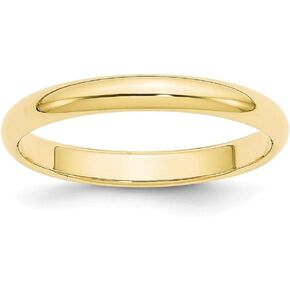 10K Yellow Gold 3mm Half Round Wedding Band Ring Sizes 4 to 14