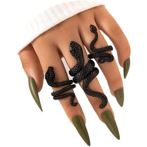 INENIMARTJ Snake Ring Vintage Stackable Snake Serpent Reptile Rings Adjustable Snake Knuckle Ring Set Punk Snake Jewelry for Women Girls