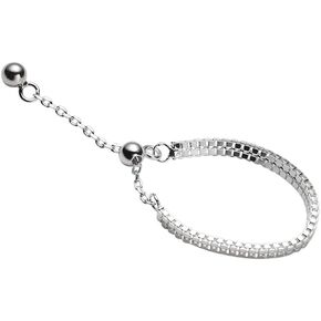 Delicate Box Chain Stacking Rings S925 Sterling Silver Adjustable Minimalist Dangle Drop Ball Threader Tassel Chain White Gold Statement Ring Finger Band Fashion Jewelry Gifts for Women Girls Daughter