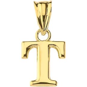 10K Yellow Gold Fine Mini Dangling Initial A-Z Charm 1/2" Pendant - Choice of Initial Letter