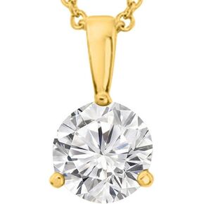 3/8-3 Carat IGI Certified LAB-GROWN Round Cut 3 Prong Diamond Pendant Necklace + 16" 14K Gold Chain Superior Collection (E-F Color, SI1-SI2 Clarity)