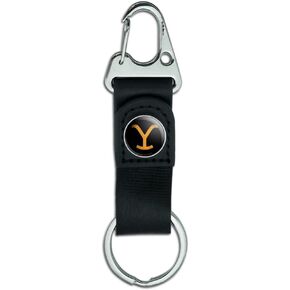 Yellowstone TV Show Brand Keychain with Leather Fabric Belt Clip-On Carabiner