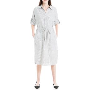 Max Studio Women's Roll Tab Sleeve Dress with Pockets