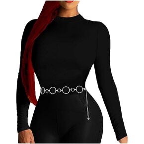 Women's Stainless Steel Oval Loop Waist Chain Belt - Sturdy Belt, No Color Change