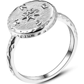 Jude Jewelers Stainless Steel Retro Vintage Compass Style Statement Promsie Biker Party Ring
