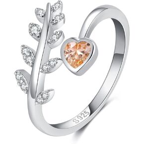 خواتم جوهرة الميلاد من الفضة الإسترلينية قابلة للتعديل - تنمو من خلال ما تمر به من خلال حلقة أوراق الشجر ملفوفة حول أوراق الزيتون وهدية عيد ميلاد للفتيات والنساء مع بطاقة in Kuwait