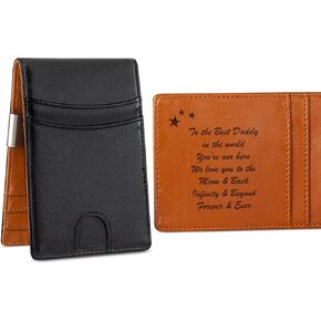 kullder Personalized Wallet for Husband Gift from Wife Engraved Mens Wallet Slim with Clip to Husband Gifts Man Birthday Anniversary Christmas Gifts RFID Bifold Card Holder Gift for Him