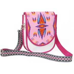 Lavivia Beaded Crossbody Bag. Handmade Native American Style Canvas Shoulder Bag With Adjustable Strap