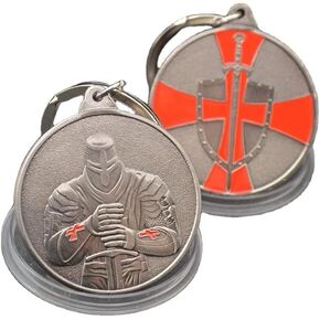 DFFDFF Knight Templar Red Cross Challenge Coin keychain Armor of god Commemorative Gift keychain