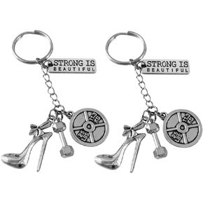BESPORTBLE Gym Keychain for Women, 2Pcs Workout Gifts Llaveros Para Mujer Dumbbell Keychain Workout Gifts workout gifts workout gifts Key Ring Unique Keychain Charm Bag Pendant