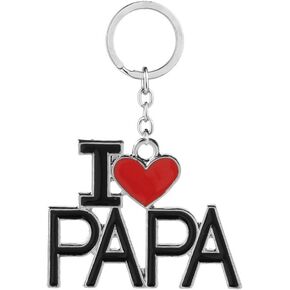 Gift for Grandpa Grandfather I LOVE PAPA Keychains Key Ring Jewelry for Father's day Birthday from Granddaughter Grandson