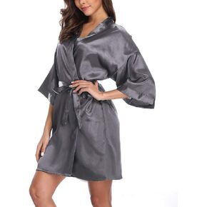 Women's Short Satin Kimono Robe for Wedding Bridal Party Bridesmaid Robe Sleepwear