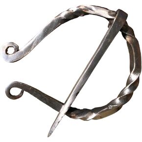 Medieval Hand - Forged Penannular Iron Brooch Fibula, Norse Cloak, Scarf-Shawl Pin, Cloak Clasp, Celtic, Renaissance Viking Age Jewelry Halloween Costume