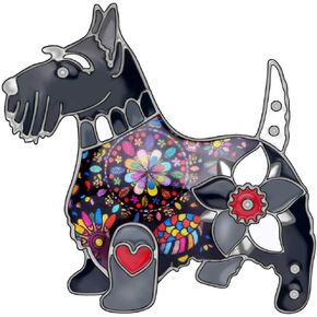 DUOWEI 6 Colors Cute Scottish Dog Brooch Pins Dress Clothes Jewelry Gifts Dog Collection for Women Girls