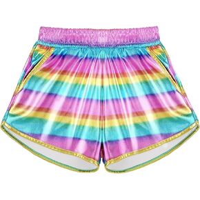 Witwot Girls Metallic Shorts Sparkly Shiny Shorts for Kids Glitter Shorts Hot Pants for Casual Party Dance Costume