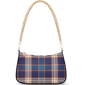 Houndstooth Shoulder Bag for Women Fabric Crescent Handbag with Zipper Chain Clutch Purses