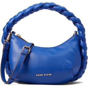 Anne Klein Convertible Crescent Shoulder Bag w/Braided Trim