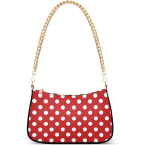 OTVEE Christmas Retro White Red Polka Dot Shoulder Bags for Women Small Handbags Mini Clutch Purse