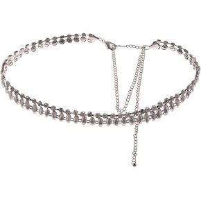 Anna-Kaci Women's Silvery Tone Clear Rhinestones Beads Multi Strand Belt Waist Chain